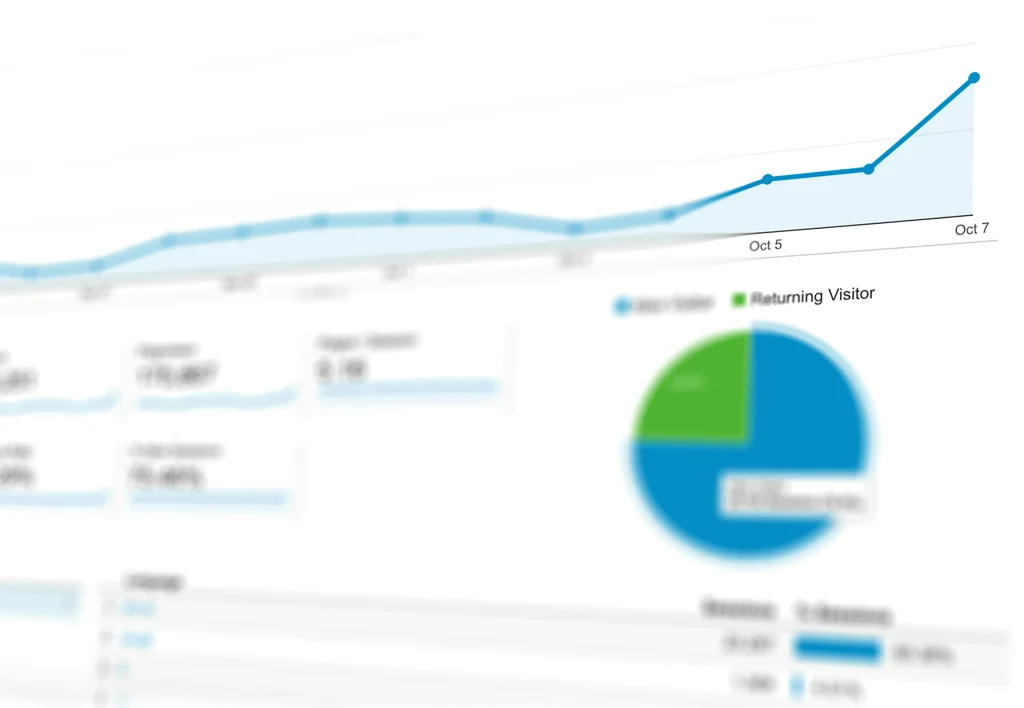Data analytics visualization showing affiliate link performance and click tracking metrics