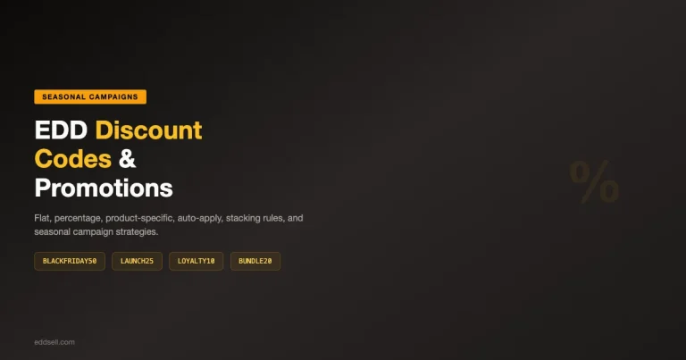 EDD discount codes and promotional pricing for seasonal campaigns